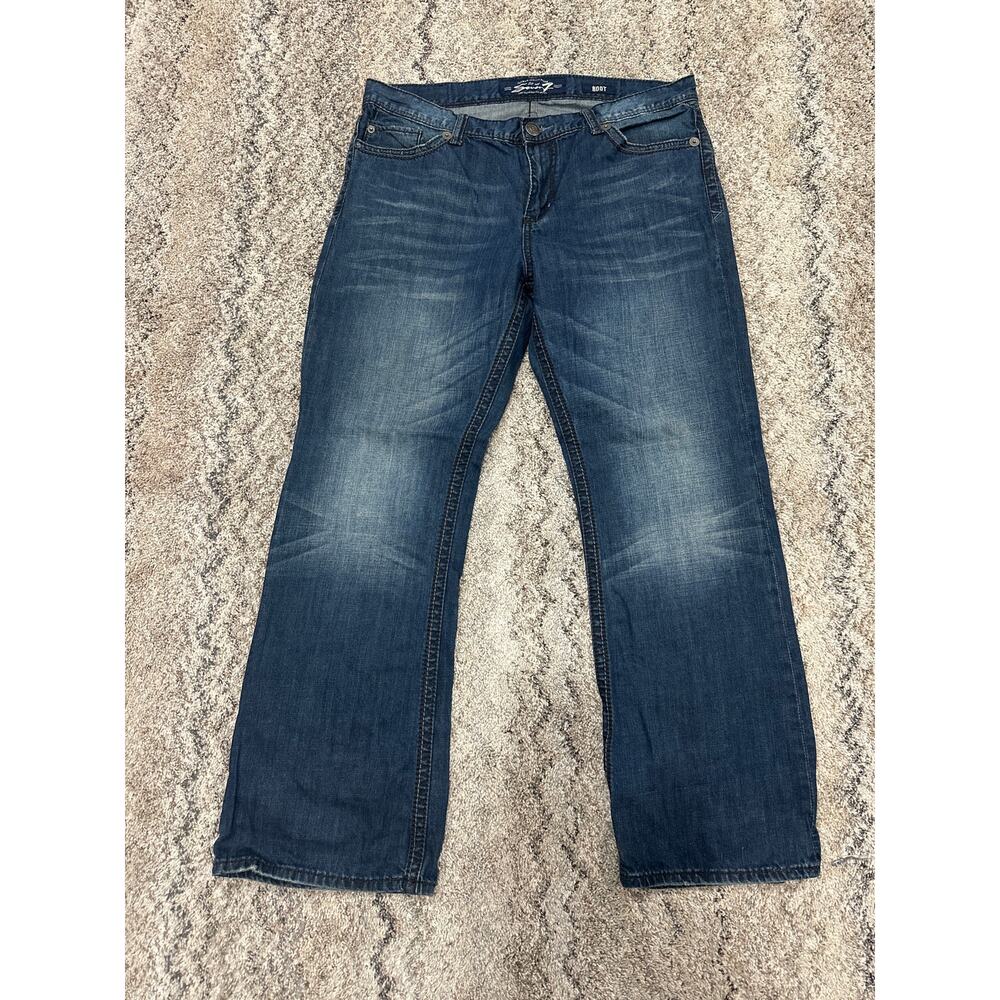 Seven 7 Mens Bootcut Blue Washed Jeans Men’s Size 38X32